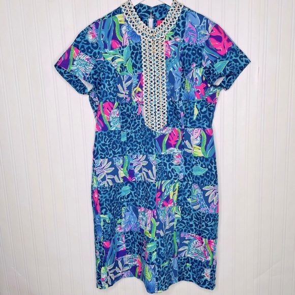 Lilly Pulitzer Plus Size Adrena patchwork shift Pop Up Lillys Party dress SZ 14 - Picture 3 of 9